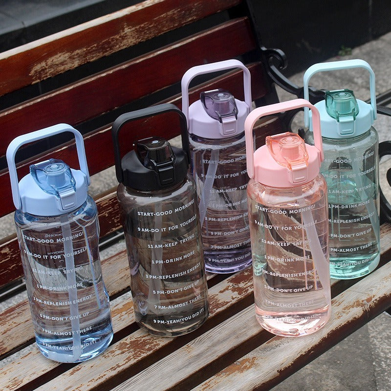 2000L Water Bottle with Straw,Brush