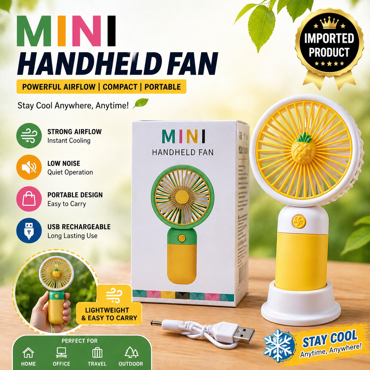 Rechargeable Mini Handy Fruits/Characters Fan