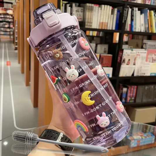 2000L Water Bottle with Straw,Brush